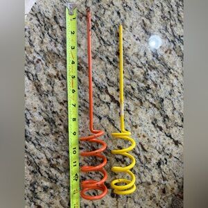 Set of 2 Spiral Fishing Rod Holders Bank Fishing Ground Stake Orange Yellow